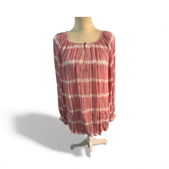 A.N.A Pink & White Tie-Dye Peasant Blouse – Women’s ✨Size XL - Picture 1 of 5